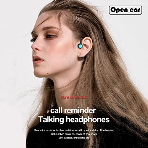 Open Ear Headphones Bluetooth Single Bone Conduction Wireless Earbuds with Earhooks Microphone Earphones Waterproof Long Battery Life Earpiece for Workout Running Sports Cycling Gym Android iOS Blue