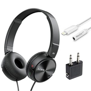 sony wired noise cancelling stereo headphones (black) + neego 3.5mm jack converter for iphone