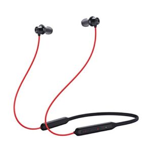 one+ bullets wireless z bass edition in-ear earphone with mic, passive noise cancellation (bluetooth 5.0, quick switch) (reverb red)