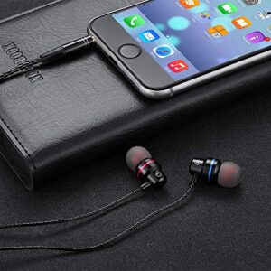 Wired Earbuds with Microphone Noise Cancelling Earphones Headphone for Samsung Galaxy A22 5G A32 5G A42 5G A51 A51 5G A52 A52 5G A71 A72, Moto E, G Play G Power Stylus, OnePlus Nord N200 5G (Black)