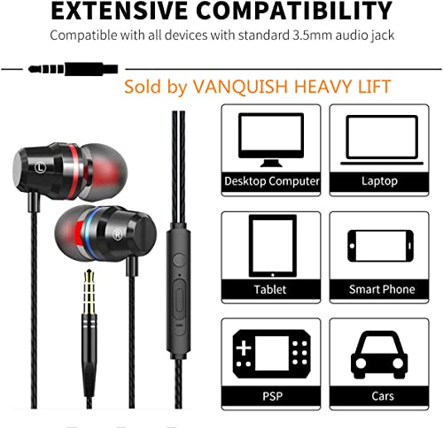 Wired Earbuds with Microphone Noise Cancelling Earphones Headphone for Samsung Galaxy A22 5G A32 5G A42 5G A51 A51 5G A52 A52 5G A71 A72, Moto E, G Play G Power Stylus, OnePlus Nord N200 5G (Black)