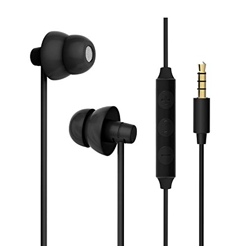 MAXROCK Sleep Earbuds, Ultra-Soft Comfortable Noise Isolating Earplugs Workout Headphones in-Ear Earphones w/Mic & Volume Control - Perfect for Side Sleeper Air Travel, Meditation & Insomnia