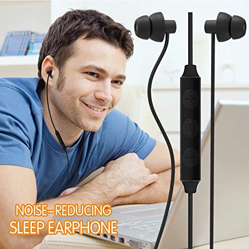 MAXROCK Sleep Earbuds, Ultra-Soft Comfortable Noise Isolating Earplugs Workout Headphones in-Ear Earphones w/Mic & Volume Control - Perfect for Side Sleeper Air Travel, Meditation & Insomnia