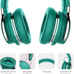 meidongg Active Noise Cancelling Bluetooth Wireless Over Ear Headphones with Mircophone, 30H Playtime,Deep Bass, Comfortable Protein Earpads, for Travel, Home, Office (Dark Green)