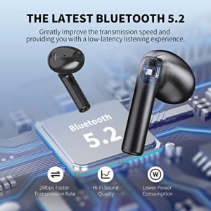 Bluetooth Earbuds, Wireless Earbuds Environmental Noise Cancellation 4 Mic Call Noise Cancelling Headphones Deep Bass Bluetooth 5.2 Light Weight with Wireless Charging Case