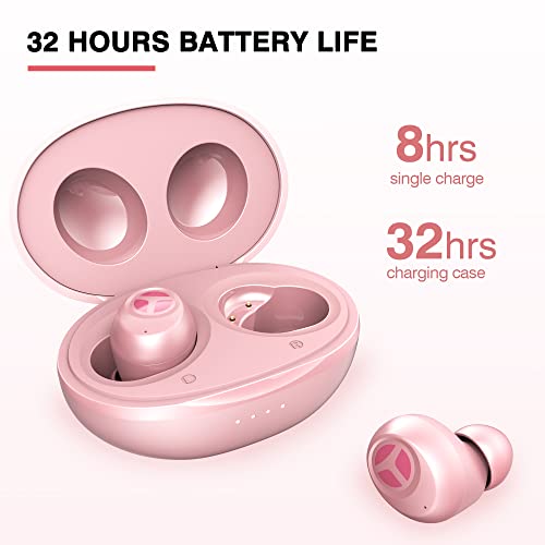 TRANYA T10 Pro Wireless Earbuds Bluetooth 5.3, 12mm Driver with Premium Deep Bass, Wireless Charging, IPX7 Waterproof, Low-Latency Game Mode in Ear Headphones -Pink