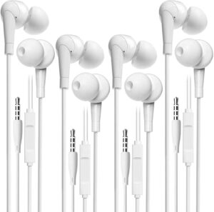 wired earbuds with microphone 4 pack, wired earphones with stereo noise blocking, in-ear headphones high sound quality, compatible with iphone and android devices, ipod, mp3, fits all 3.5mm jack