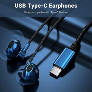 COOYA USB C Headphones for Samsung S23 S22 Flip 4 3 A53 S21 S20 Note 20 Ultra Type C Wired Earbuds with Mic Volume Control Metal Shell HiFi Stereo in-Ear Earphones for iPad Air 5th Mini 6 Pixel 6 Pro