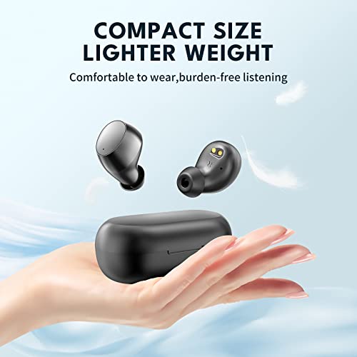 Wireless Earbuds,Lanteso S21 Waterproof Mini Bluetooth Earbuds with 4 Mics Clear Calling TWS Bluetooth Headphones with Bass Sound Earphones for Home,Work… (Black)