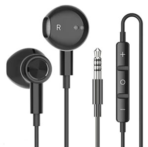 emorevalue 3.5mm earbuds headphones for galaxy a02s a03s a12 a22 a32 5g a51 a52 a71 a72 / moto g pure/oneplus nord n10 5g / tcl 20 se/nokia x100, noise canceling wired earphones with microphone