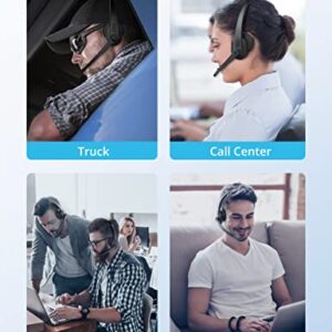 Bluetooth Headset with Microphone, Mute Button, Noise Cancelling Mic, On Ear Headphone Bluetooth 5.0 34H with USB Adapter for PC, Trucker, Home, Office, Online Class, Call Center, Skype Zoom