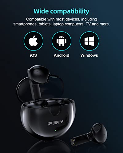 iFory True Wireless Earbuds, Bluetooth 5.3 in-Ear Earphones with Game/Music Mode 60ms Low-Latency Headphones, 40H Playtime Headset Noise cancelation, Auto Pairing Charging Case Headphones (Black)