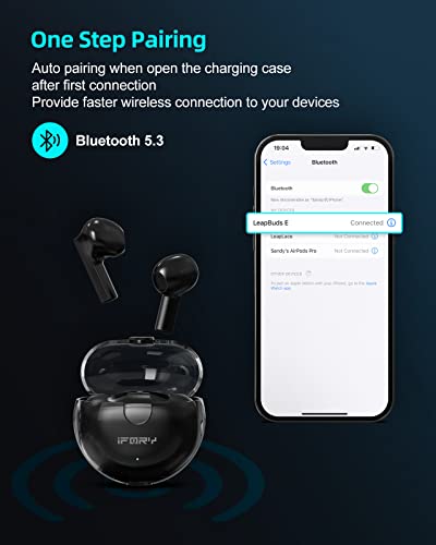 iFory True Wireless Earbuds, Bluetooth 5.3 in-Ear Earphones with Game/Music Mode 60ms Low-Latency Headphones, 40H Playtime Headset Noise cancelation, Auto Pairing Charging Case Headphones (Black)