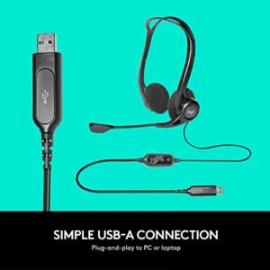Logitech H370 USB Computer Headset Digital Sound Noise Canceling Mic Black