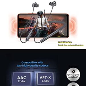 Glazata Wireless Headphones Neckbands with Magnetic Earbuds Sports Earphones aptX & aptX-LL Stereo Wireless Headphones for Workouts 「Grey」