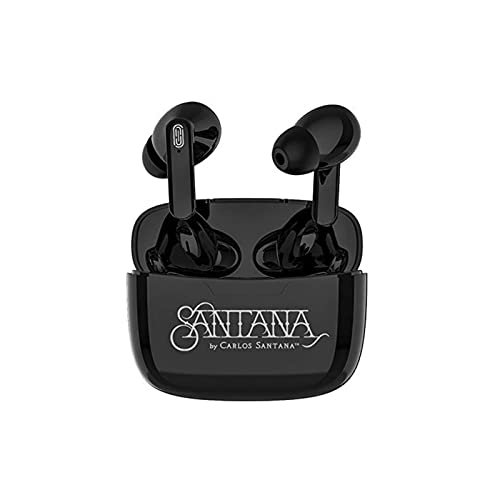 Mambo by Carlos Santana, True Wireless Earbuds Bluetooth Headphones with Charging Case, Bluetooth Earbuds with Voice Isolating Microphone, Deep Bass Stereo Headsets for Sports & Gaming, Black