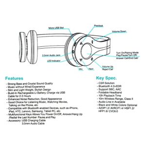 Wireless Bluetooth Headphones Over Ear, Noise Cancelling Wireless Headphones, Built-in Microphone, Adjustable Headband.