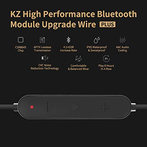 KZ PLUS Waterproof Aptx Bluetooth In-Ear Headphones Cables with Microphone Replacement for (KZ ZST ES3 ES4 ZSR ZS10 AS10)