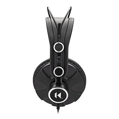 Knox Gear TX-100 Closed-Back Studio Monitor Headphones, Noise-Isolating Headphones for Gaming PC, Over Ear Wired Headphones for Recording & Music Production, Black Headphones, Studio Headphones