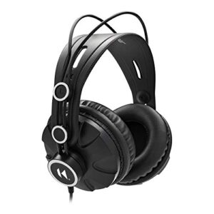 knox gear tx-100 closed-back studio monitor headphones, noise-isolating headphones for gaming pc, over ear wired headphones for recording & music production, black headphones, studio headphones