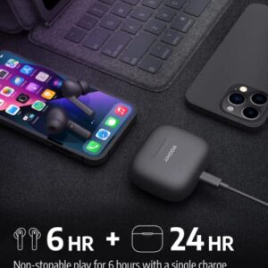 AIHOOR True Wireless Earbuds, Active Noise Cancelling in-Ear Headphones with Charging Case, Bluetooth 5.0, Built-in Mic Earphones, Deep Bass, 30H Playtime, IPX4 Waterproof Headset for Music, Black