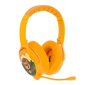 onanoff active noise cancelling bluetooth headphones for toddlers and kids, volume limited, over-ear, built in microphone, 24 hour battery life, airplanes, school, games and video calls, sun yellow