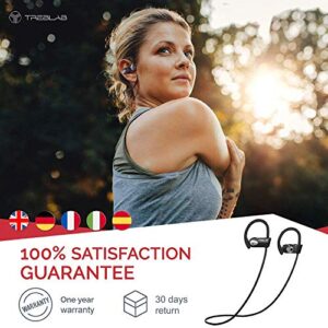 TREBLAB XR500 Bluetooth Headphones, Best Wireless Earbuds for Sports, Running Gym Workout. IPX7 Water Resistant, Sweatproof, Secure-Fit Headset. Noise Cancelling Earphones w/Mic