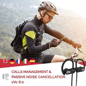 TREBLAB XR500 Bluetooth Headphones, Best Wireless Earbuds for Sports, Running Gym Workout. IPX7 Water Resistant, Sweatproof, Secure-Fit Headset. Noise Cancelling Earphones w/Mic