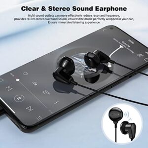ACAGET USB Type C Headphones for Samsung Galaxy S23 S22 Ultra S21 Plus S20 FE A53 Setero Android Earphones Headset with Microphone Wired USB C Earbuds for iPad Pro Air Pixel 7 6 Oneplus 11 10T 9 Black