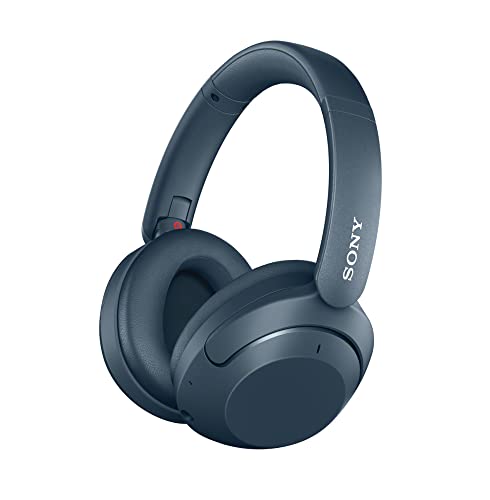 Sony WH-XB910N Extra BASS Noise Cancelling Headphones, Wireless Bluetooth Over The Ear Headset with Microphone and Alexa Voice Control, Blue (Amazon Exclusive) (Renewed)