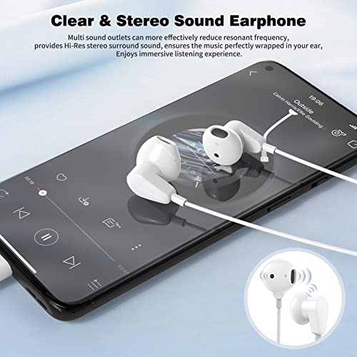 ACAGET USB C Headphones, Setero Android Earphones with Mic USB Type C Earbuds for Pixel 7 6 Pro Noise Canceling Headset Wired Headphone for Samsung Galaxy A53 S23 Ultra S22 Plus S21 FE Oneplus 9 White