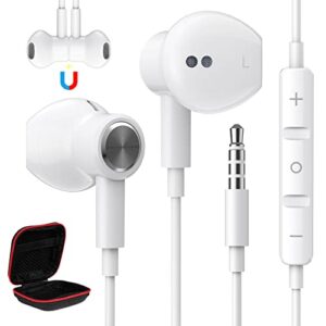 3.5mm wired earbuds with microphone for samsung galaxy a14 a12 a13 s10, noise cancelling headphone hifi stereo clear calls volume control semi in-ear ear buds for iphone se 6 6s ipad switch android