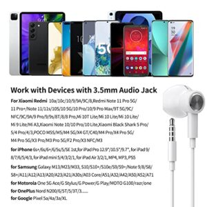 3.5mm Wired Earbuds with Microphone for Samsung Galaxy A14 A12 A13 S10, Noise Cancelling Headphone HiFi Stereo Clear Calls Volume Control Semi in-Ear Ear Buds for iPhone SE 6 6S iPad Switch Android