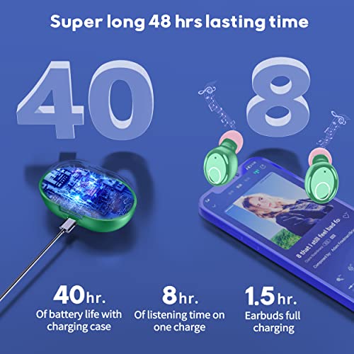 Bluetooth Earbuds,Kurdene S8 Wireless Earbuds 48H Playtime Call Noise Cancelling IPX8 Waterproof Ear Buds Deep Bass Earphones with Microphone in-Ear Stereo Headphones for Work,Sport,Running