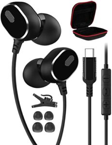 usb c headphones wired earphones hifi stereo type c earbuds noise canceling in-ear headset with mic volume control bass for samsung s23 s22 ultra s21 fe s20 a53 fold4 pixel 7 6 6a 5 ipad pro macbook