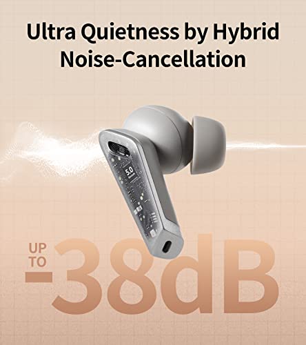 Edifier NB2 Pro True Wireless Earbuds, Hybrid Active Noise Cancelling Bluetooth Headphones, SBC Audio 32 Hours Playtime Ear Buds, USB C Fast Charge IP54 Waterproof App Control in-Ear Earphones