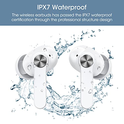 Blackview Hybrid Active ANC Noise Cancelling Earbuds, IR in-Ear Detection, IPX7 Waterproof, Wireless Charging, Premium Deep Bass True Wireless Earbuds AirBuds5 Pro, White