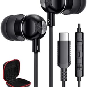 Type C Earphones for S23 Ultra, USB C Headphone Wired HiFi Stereo Dual Layer Ear Tips Noise Canceling Magnetic Earbuds with Microphone for Samsung Galaxy S22 Plus S21 FE Google Pixel 7 Pro OnePlus 11