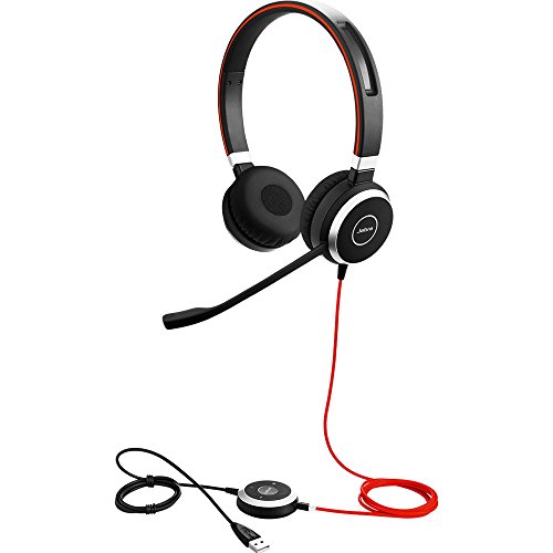 Jabra Evolve 40 UC Stereo Wired Headset / Music Headphones (U.S. Retail Packaging) (Renewed)