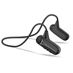 bone conduction bluetooth headphones, wireless open-ear headphones with microphone, sports headset sweatproof noise-canceling earphones for running, outdoor, cycling, driving, hiking, gym-black