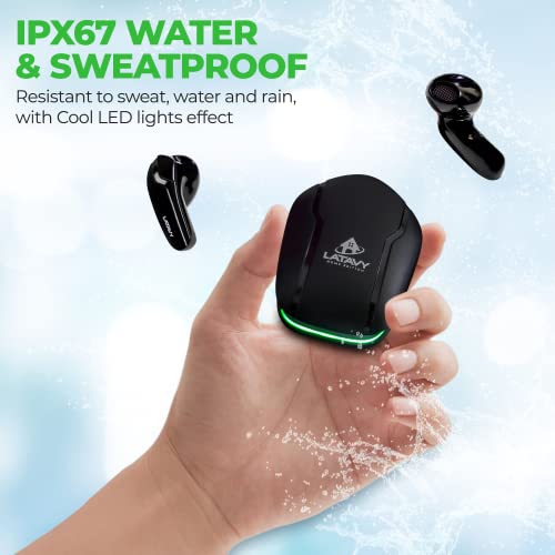 LATAVY HOME EDITION Wireless Earbuds IPX5 Waterproof Noise Cancelling Microphone Compatible with Apple & Android MP3 Tablet Laptop Audio Devices Black