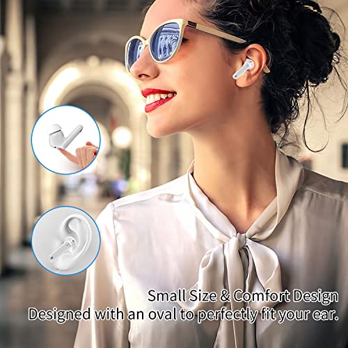 Wireless Bluetooth Earbuds Microphone Active Noise Cancellation Stereo Portable with Charging case Headset IPX7 Waterproof Earphones,Sport Music Game Call ，for iPhone Android (White)