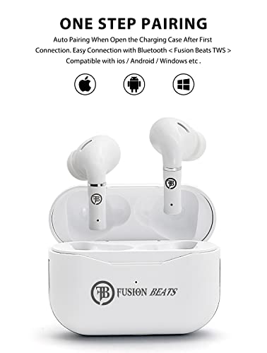 Fusion Beats Bluetooth Wireless Earbuds/Best, USB-C/Noise Cancelling Wireless Sports Earphones/Sweatproof Earbuds for Gym Running/Up to 30 Hours Playtime/Built-in Mic Headsets/for iPhone/Android