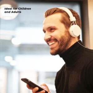 Wired Headphones - Kids Headset Girls Ear Microphone Boys Head mic audiofonos Cord Jack 3.5 Plug for iPhone iPad Chromebook School Laptop Tablet Computer Kindle Black Foldable Travel Volume Limited