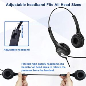 Callez 3.5mm Cell Phone Headset Dual, Corded Computer Headsets with Microphone Noise Canceling for iPhone Samsung Galaxy Huawei LG BlackBerry Laptop PC Tablets Podcast Skype Home Office C402E2