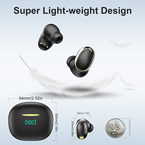 FOF Wireless Earbuds 60H Playback Bluetooth 5.3 Headphones Active Noise Cancellation in-Ear Earphones IPX6 Waterproof LED Power Display Ear Buds with 4 Microphone for Any Bluetooth Device