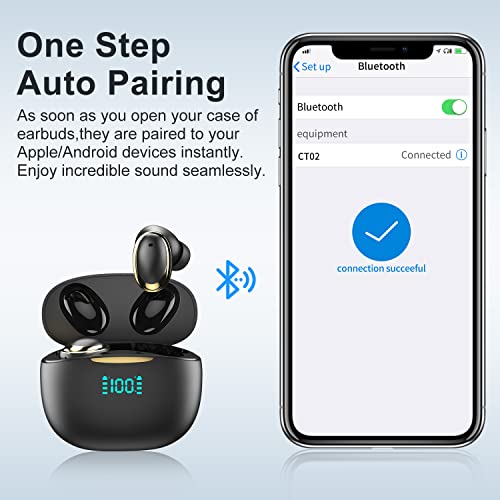 FOF Wireless Earbuds 60H Playback Bluetooth 5.3 Headphones Active Noise Cancellation in-Ear Earphones IPX6 Waterproof LED Power Display Ear Buds with 4 Microphone for Any Bluetooth Device