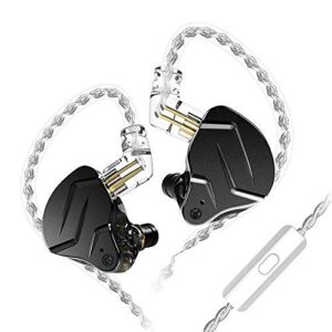 kinboofi kz zsn pro x in ear earphone 1ba 1dd hifi bass earbuds headphone, noise cancelling headset metal iem with removable c pin cable (black with microphone)