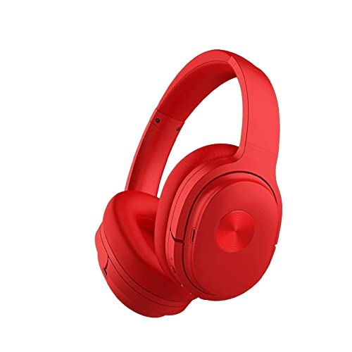 SE7 Dual Feedback Active Noise Cancelling Headphones Bluetooth Headphones Wireless Headphones Over Ear Built-in Microphone Deep Bass, 30 Hours for Travel/Work/TV/Computer/Cellphone -Red