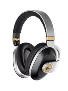 blue satellite premium wireless noise-cancelling headphones with audiophile amp (black)